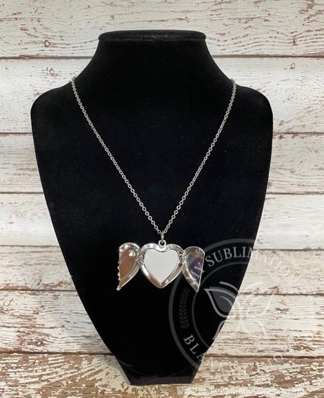 Angel Wings Necklace Heart Locket - Image 2