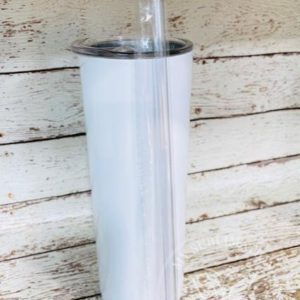 20 oz. Skinny Straight Tumbler with Straw- FLAT BOTTOMS