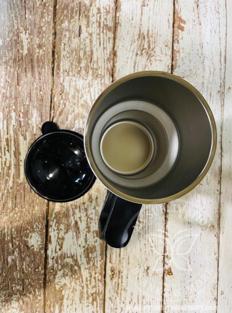 14oz. White Travel Mug with handle - Image 2